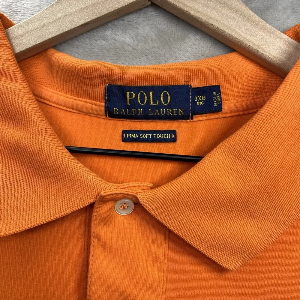 Polo Ralph Lauren Polo Shirt Men 3XB Orange Pima Cotton Short Sleeve